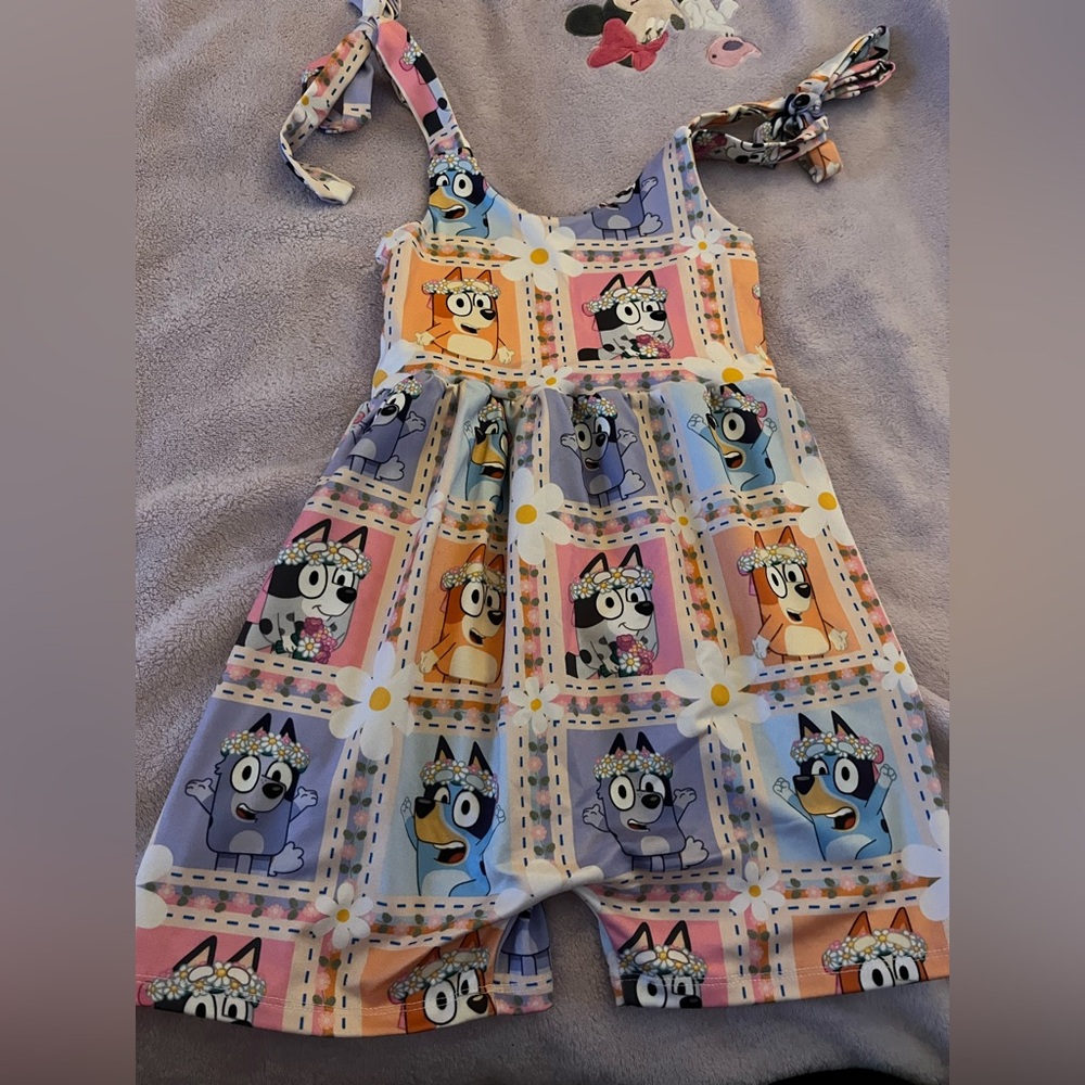 Bluey 3t customs jumper . With matching sailor piggies on clips .